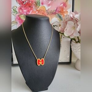 Givenchy Vintage 1980 Gold Plated Necklace with Red Accent